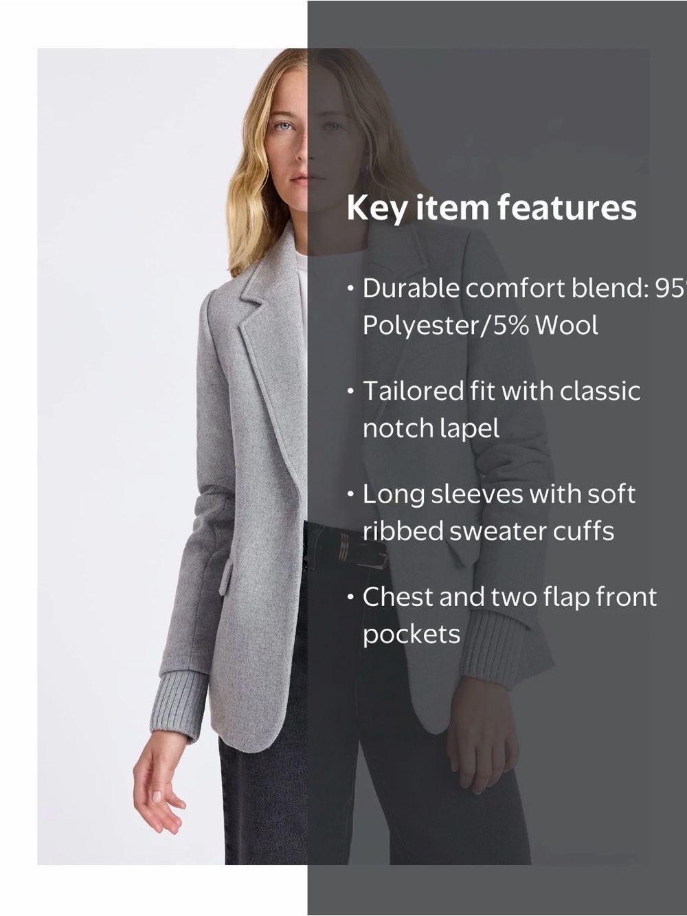 NWT Womens’ Grey Tailored Blazer Coat - Picture 8 of 9